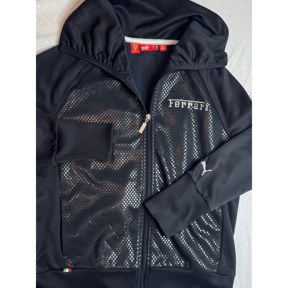 Puma Scuderia Ferrari Track Jacket Womens XL Black Mesh Panel Zip Up